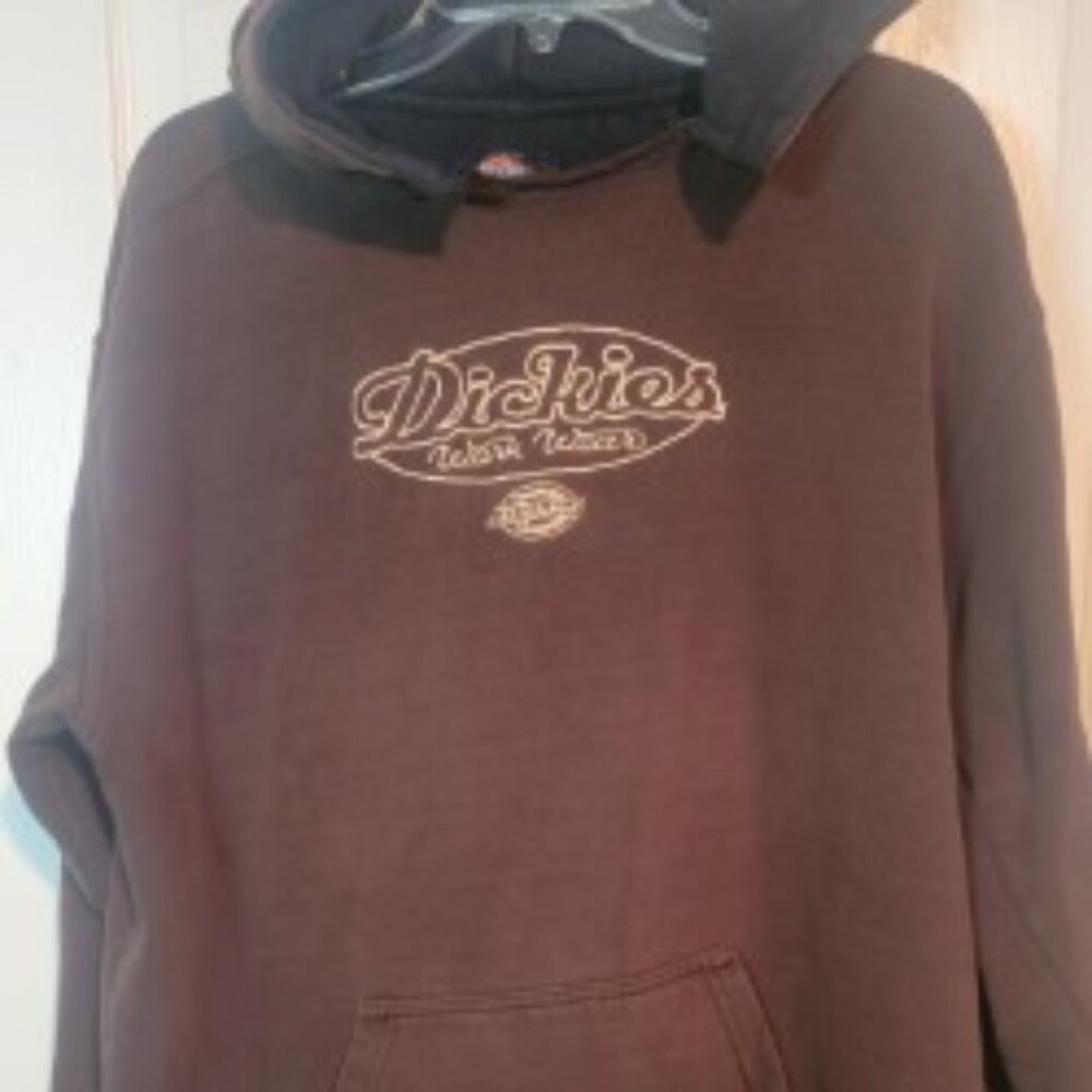 Men’s Dickies Brown Workwear Hoodie | Black Lined Hood | Loved & Worn-In Fit
